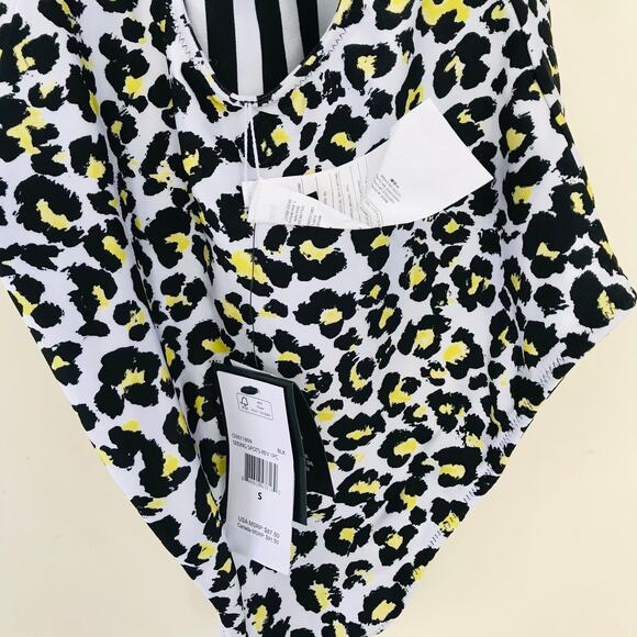 New Volcom Seeing Spots Reversible One-Piece Swimsuit Leopard Striped Size S - Picture 9 of 11
